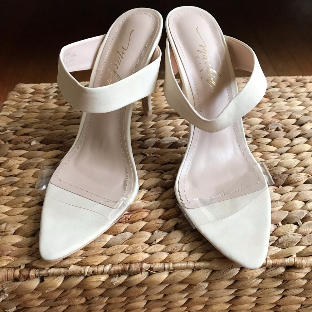 Cream and clear stiletto